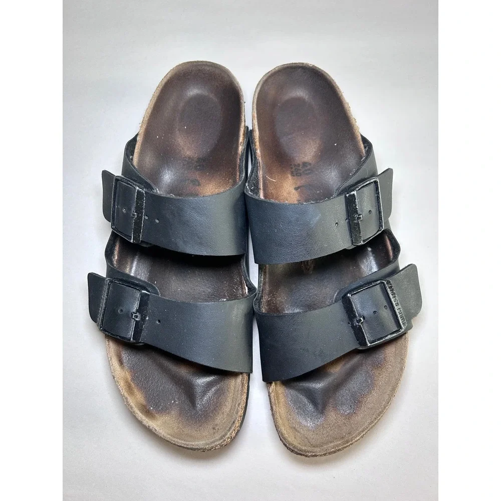 Birkenstock Arizona Birko-Flor Black Two Strap Sandals Womens 9 EU 40 Mens 7